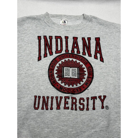 Vintage Indiana University IU Hoosiers Sweatshirt Fruit Of Loom Made USA Size XL - Picture 2 of 9